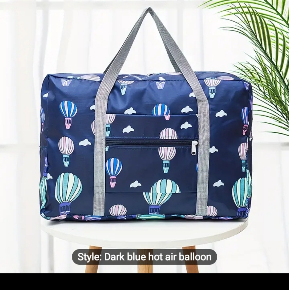 Foldable Nylon Duffle Weekender Bag Hot Air Ballons Decor